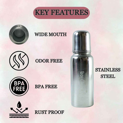 Stainless Steel Baby Feeding Bottle 200ml