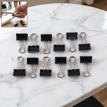 Black Metal Binder Clips (19 Mm 12 Pieces Set)