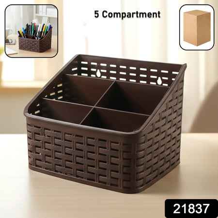 5 Compartment Multipurpose Desk Organizer Basket (1 Pc)