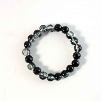 Elegant Dual-tone Crystal Beaded Stretch Bracelet (1 Pc)