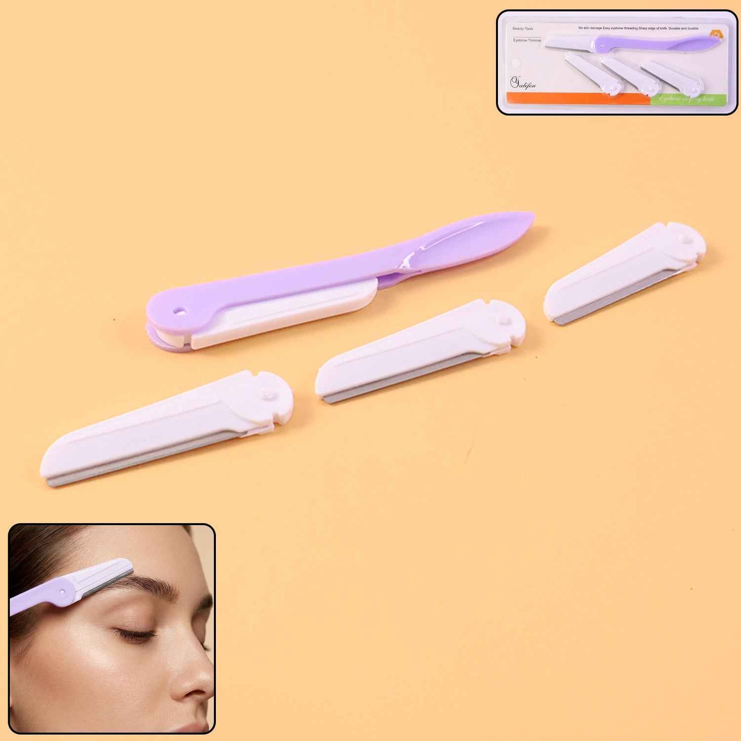 Eyebrow Facial Hair Razor With 3 Replaceable Blades