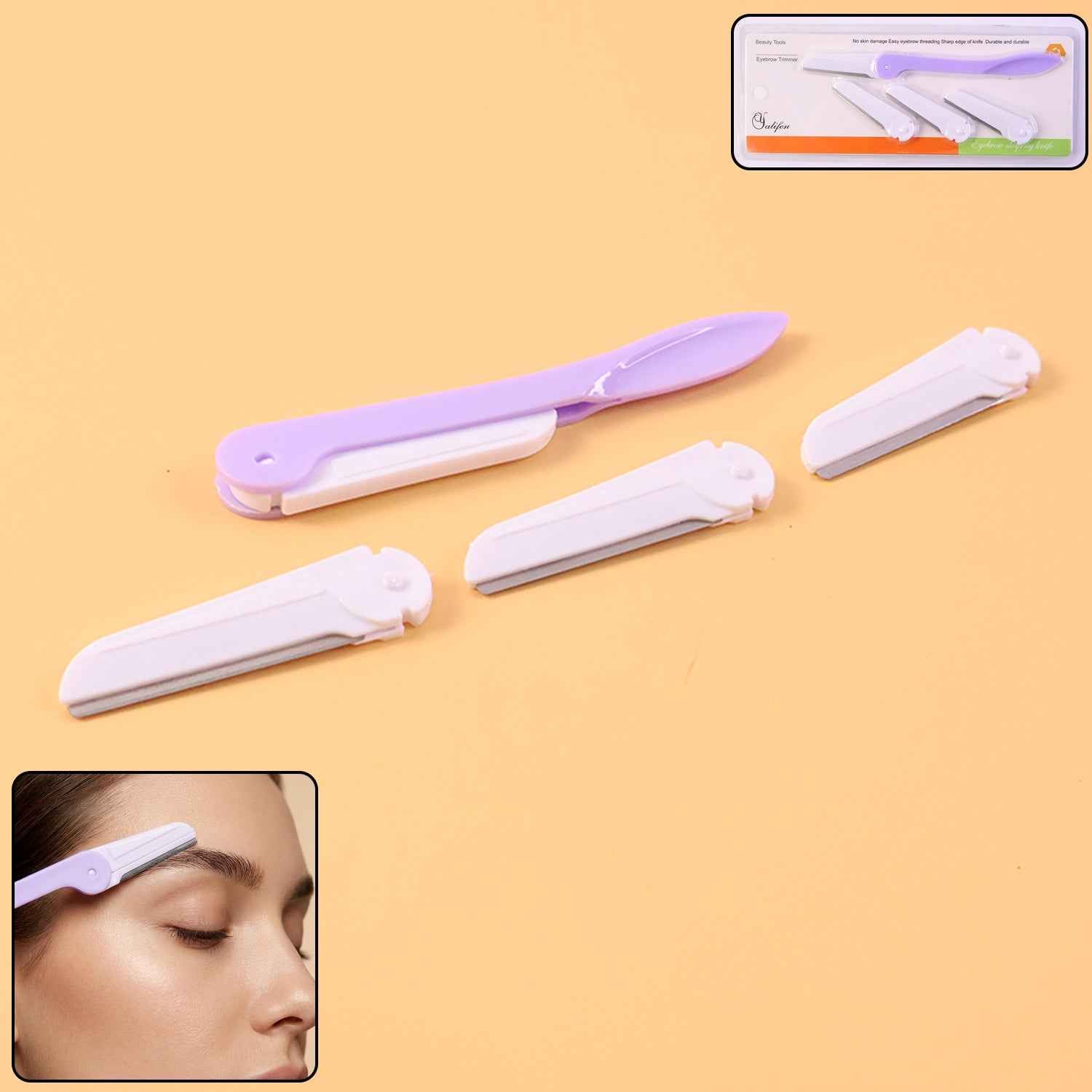 Eyebrow Facial Hair Razor With 3 Replaceable Blades