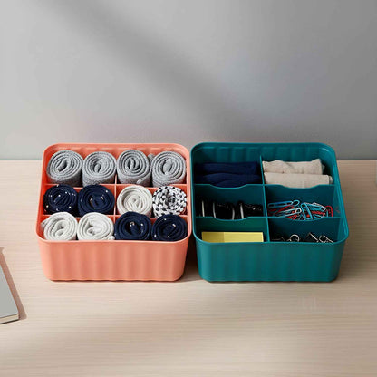 Square Organizer Box With 6 Compartments (Set Of 2)