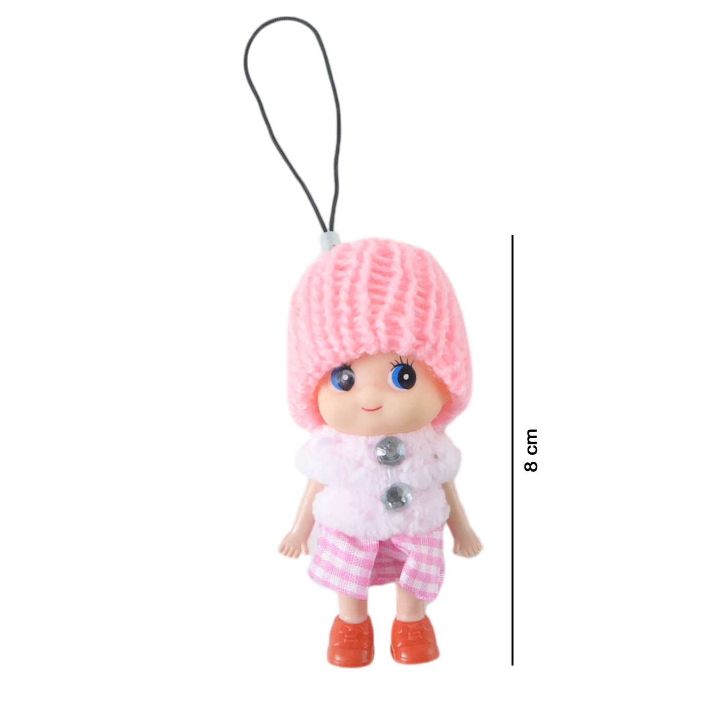Cute Mini Doll Keychain Soft Knitted Cap Girl Charm Keyring (1 Pc  Mix Color)