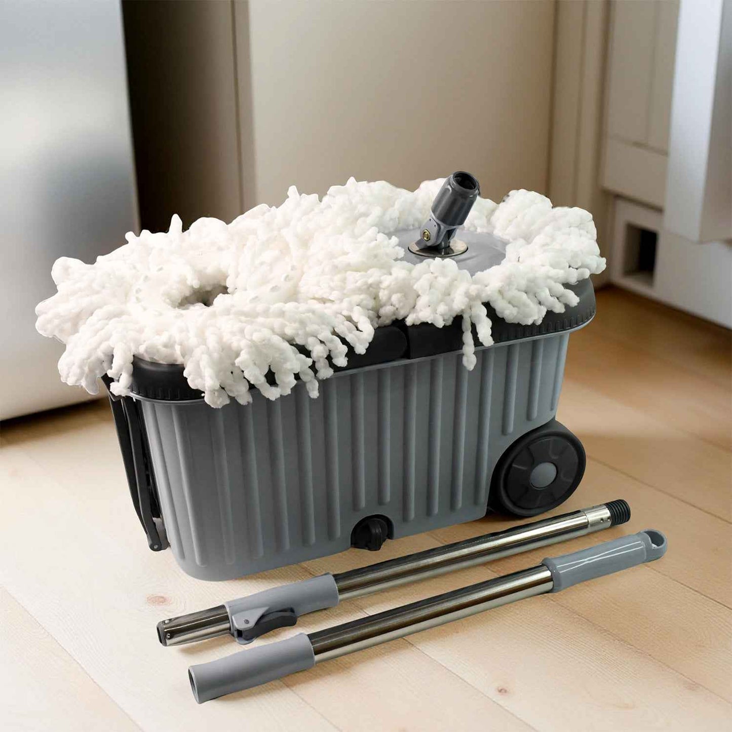Apex Magic Spin Mop Cleaning Set With Dual Chamber Bucket  Wheels