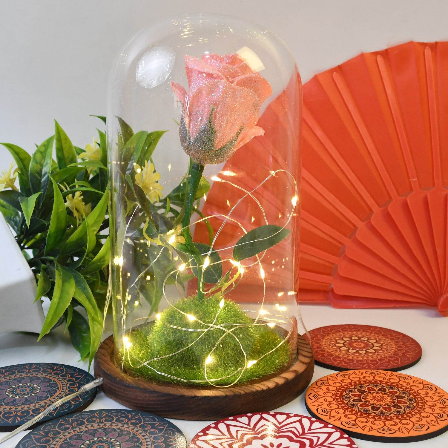 Glass Flower With Led Light Great Gift (1 Set) - by BeSh Deals® - Best Deals at BeSh Deals®