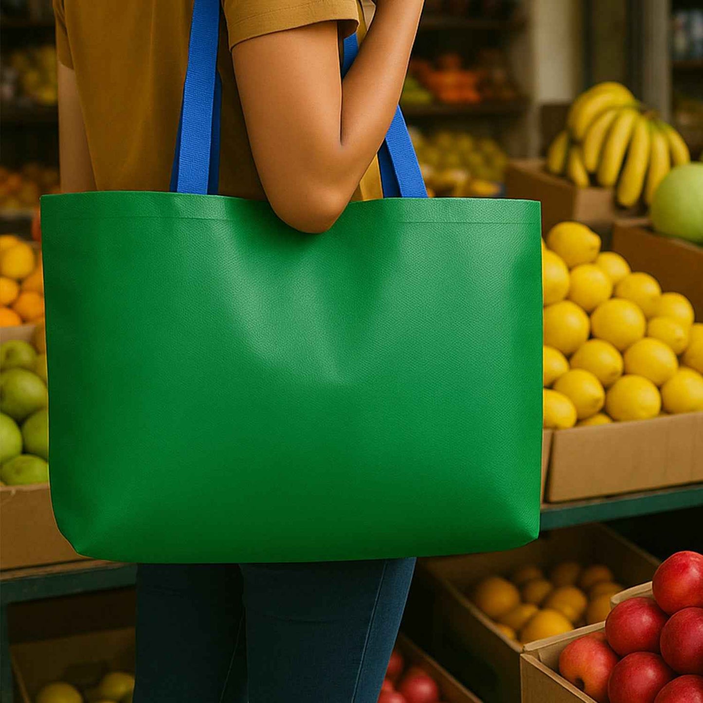 Eco-friendly Large Shopping Tote Bag 62x44cm (Mixcolor  1 Pc)