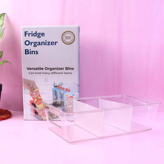 5776 Plastic Refrigerator Organizer Bins Set Of 2 Stackable Fridge Organizers With Handle Clear Organizing Food Fruit Vegetables Pantry Storage Bins For Freezer Kitchen Cabinet Organization And Storage (2 Pcs Set Mix Color)