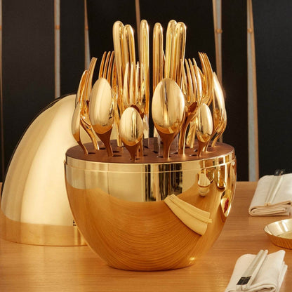 10010 Premium Cutlery Set 24 Pcs With Oval Shaped Stand  Beautiful Stylish Oval Designed Cutlery Sets Egg-shaped Luxury Spoon Holder Set (Golden  24 Pcs Set) - Best Deals at BeSh Deals®