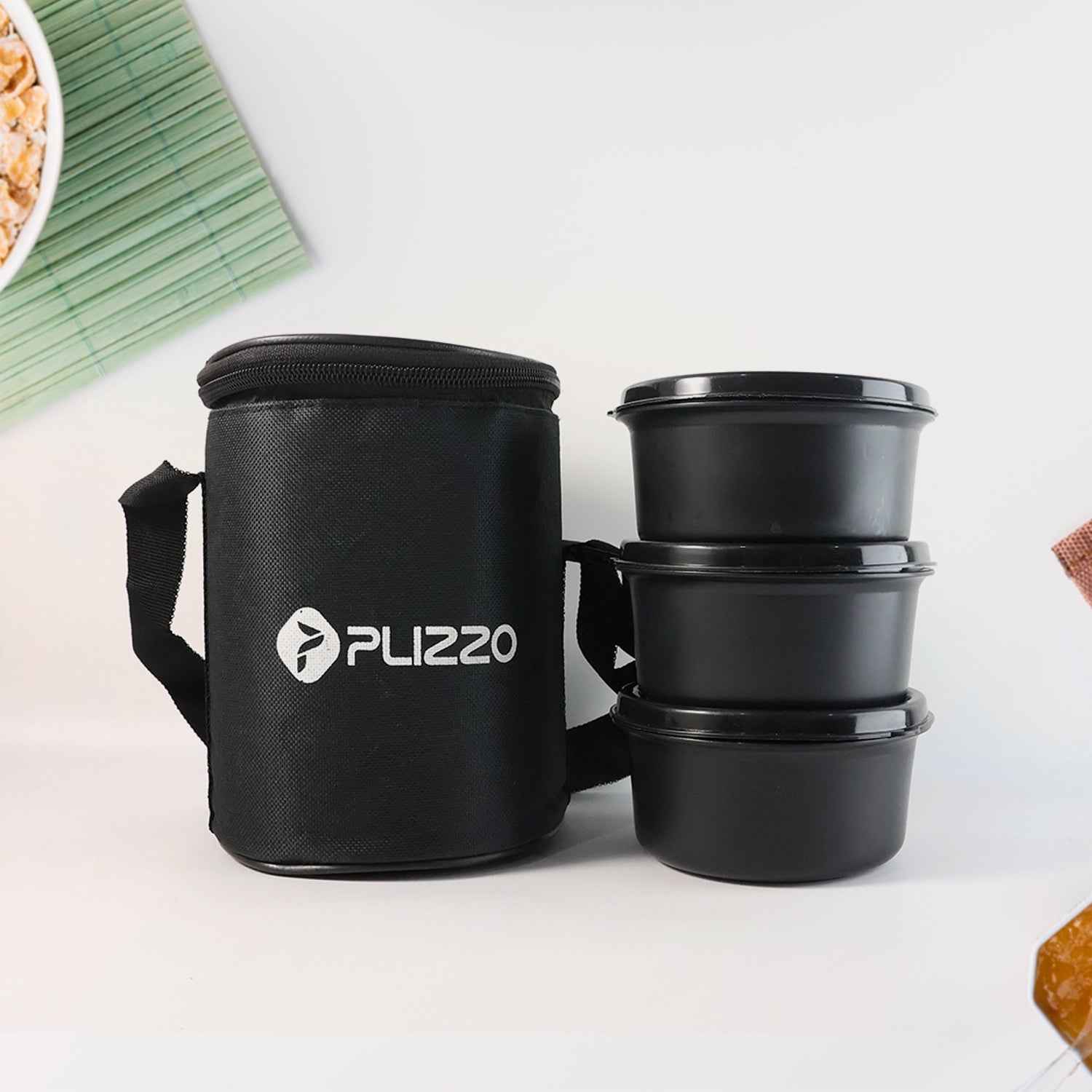 Insulated Stainless Steel Tiffin Lunch Box Set With Carry Bag (1 Set)