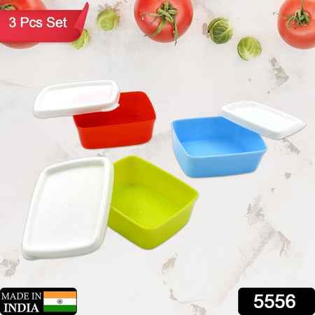 5556 Plastic Airtight Containers Set Small Plastic Container Set Rectangular Plastic Food Pickle Fridge Containers Multicolor Kitchen Storage Container (3 Pcs Set)