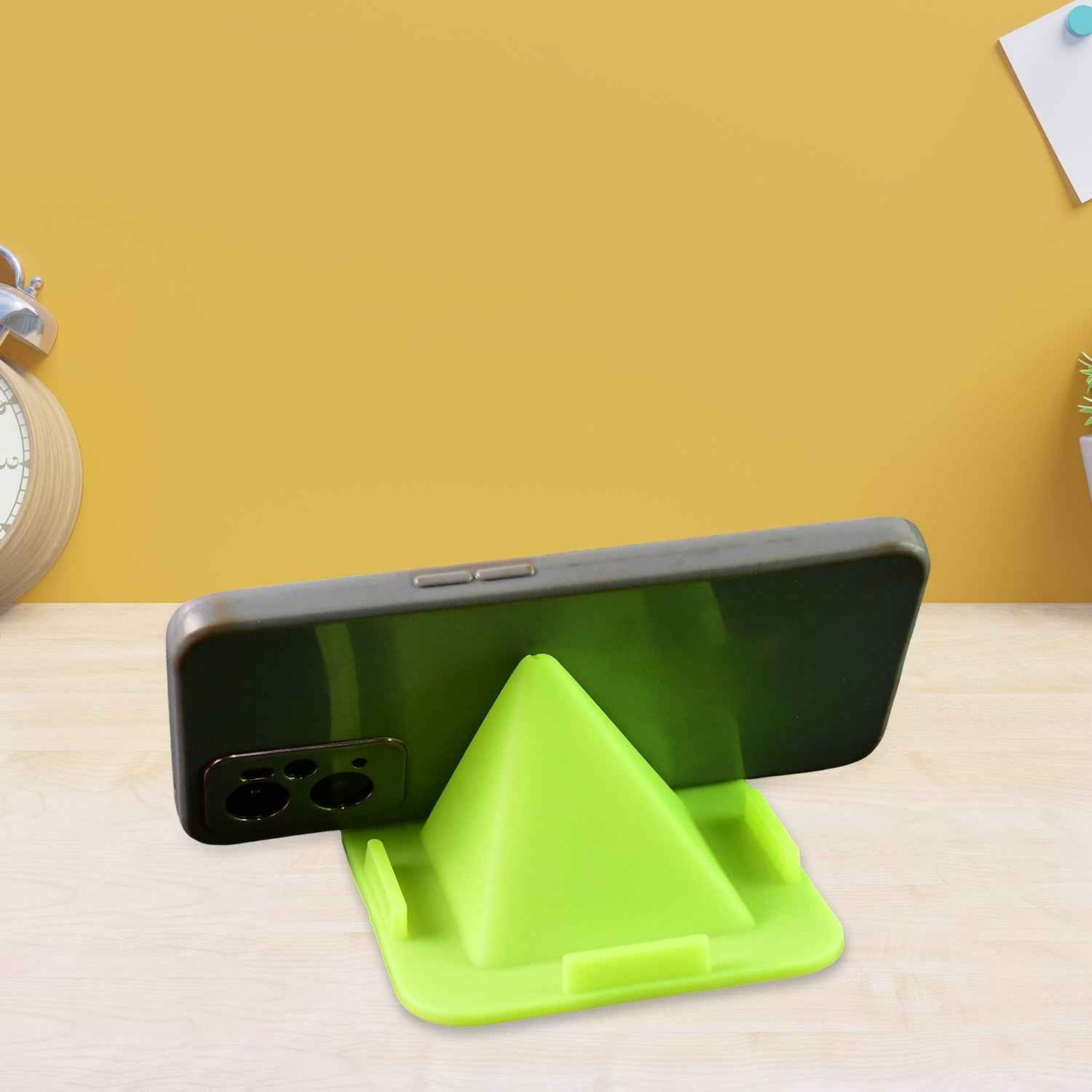 Virgin Mobile Accessories Universal Portable Four-sided Pyramid Shape Desktop Table Mobile Holder Stand (1 Pc)