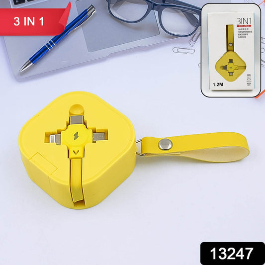 3 In 1 Charger Cable Retractable Type Compatible With Smartphones (1 Pc) - Best Deals at BeSh Deals®