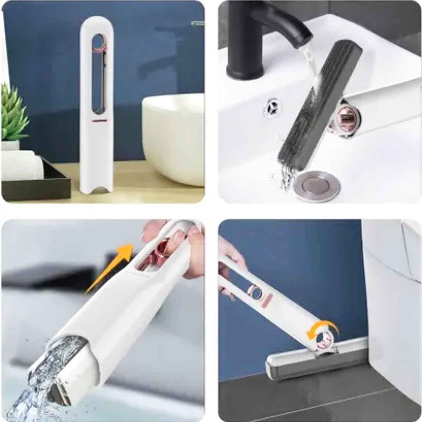 4707 Portable Self-squeeze Short Mop Mini Hand Wash-free Strong Absorbent Mop With 1 Cotton Head Cleaning Sponge For Bathroom Kitchens Table