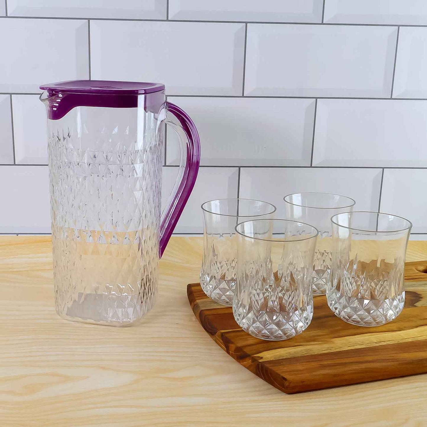 Supermom Roma Plastic Jug With Glasses Combo Set (5 Pc) - BeSh Deals®
