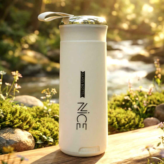 Premium White Glass Water Bottle (1 Pc 400 Ml)