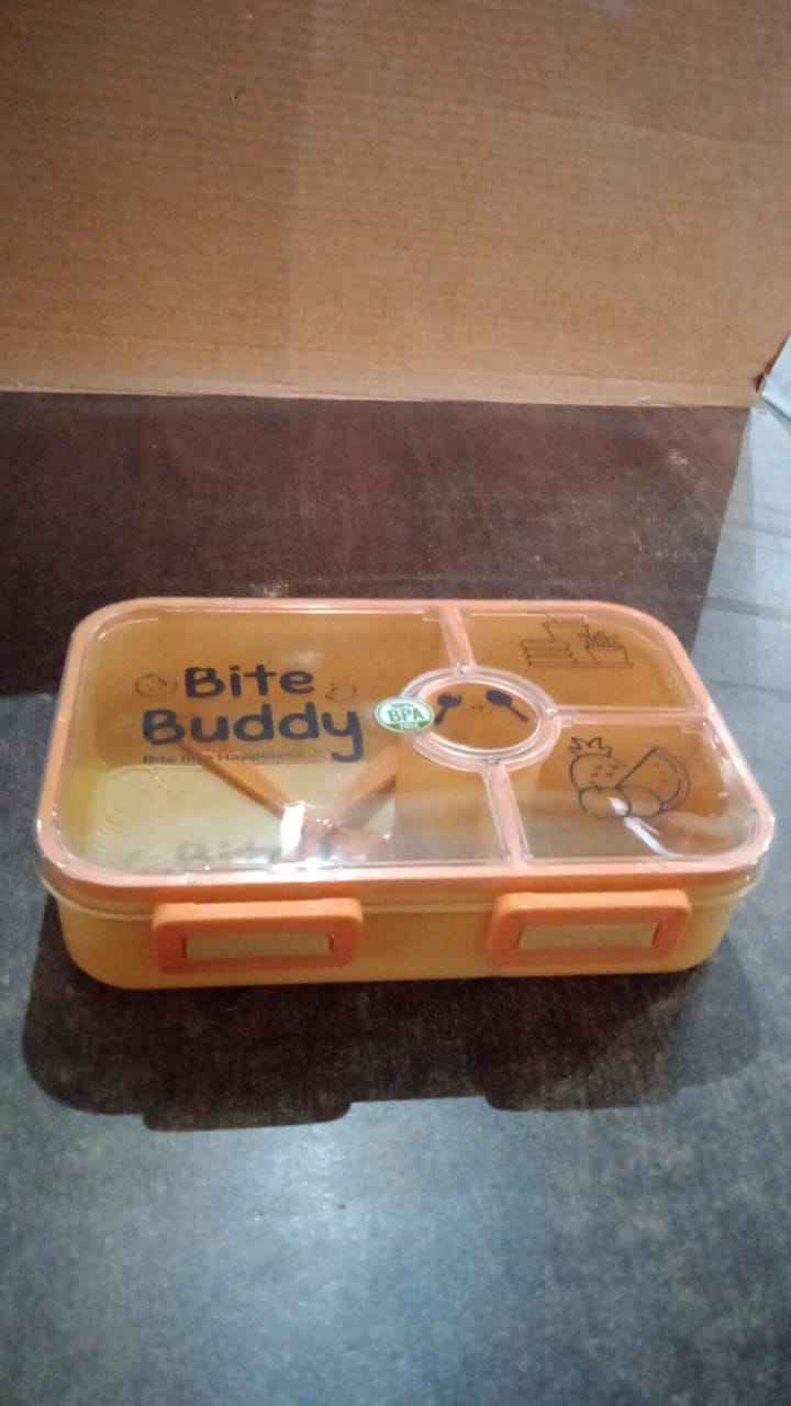 Bite Buddy 4 Compartment Leak Resistant Plastic Lunch Box With Spoon Fork - BeSh Deals®