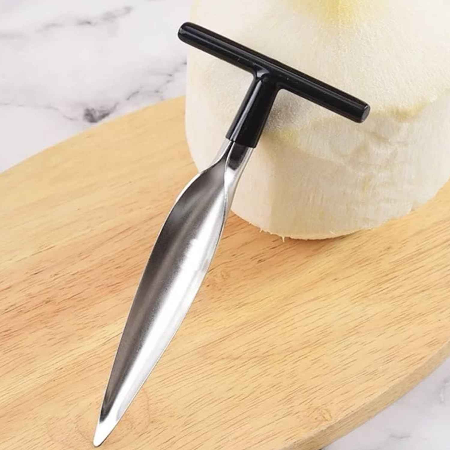 Stainless Steel Coconut Breaker Tool With Comfortable T-handle (1 Pc)
