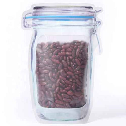 1075 Reusable Airtight Seal Plastic Food Storage Mason Jar Zipper (1000ml)
