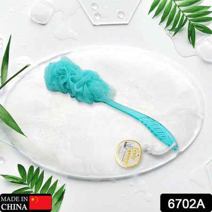 6702a Loofah Back Scrubber For Shower Long Handle Bath Sponge Shower Brush Soft Nylon Mesh Back Cleaner Washer Body Bath Brush For Women And Men Bathroom Shower Accessories (45 Cm)