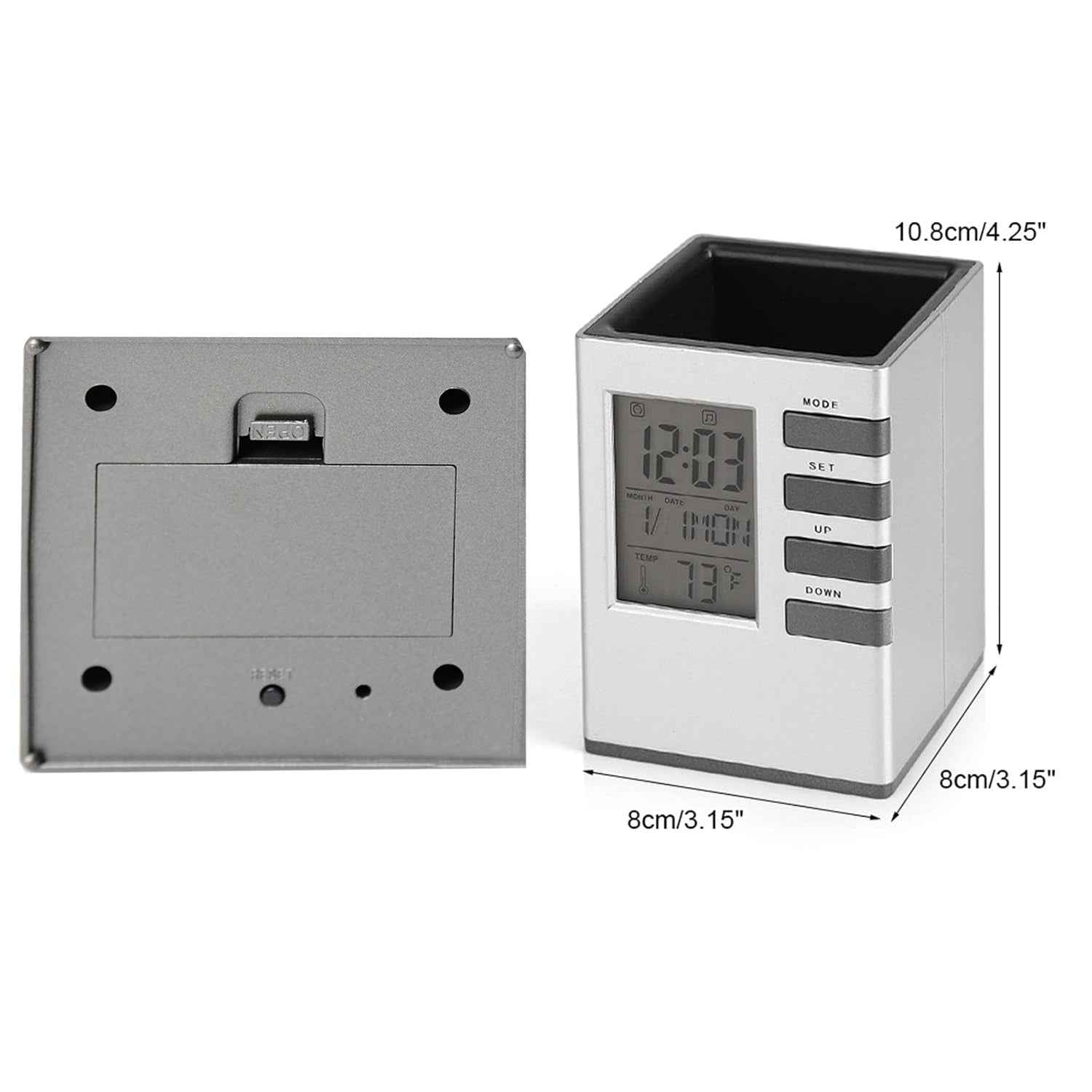 Multifunction Cube Digital Desk Clock With Pen Holder (1 Pc)