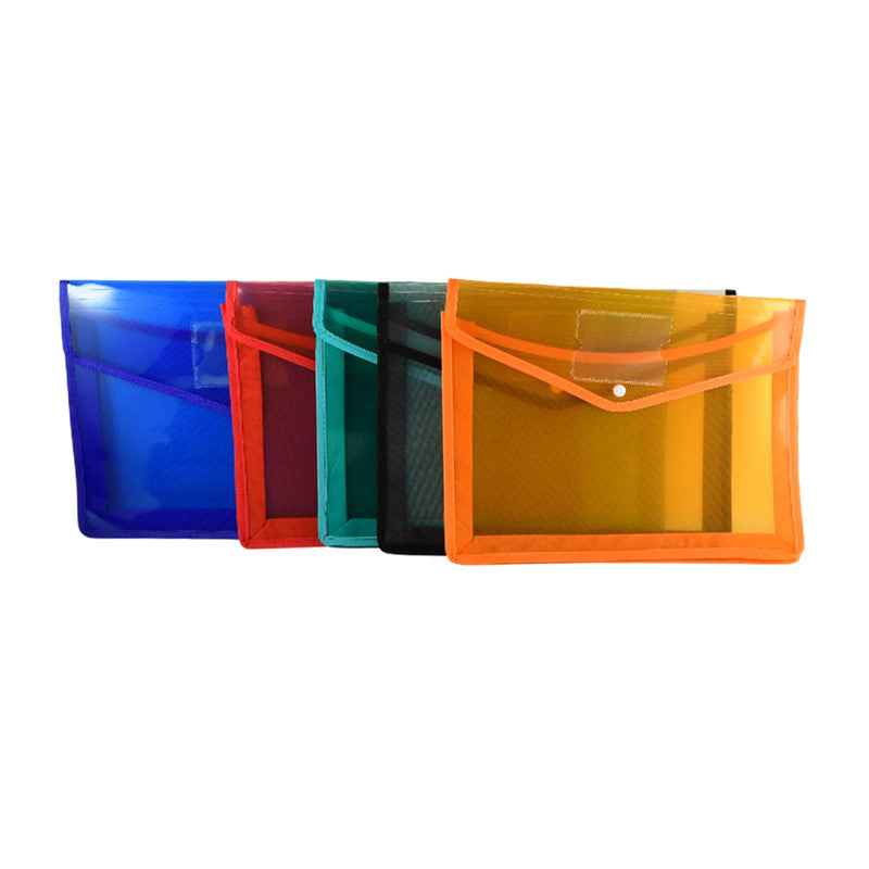 Transparent Document File Folder  Multi-color Button Closure File Bags (1 Pc  Mix Color)