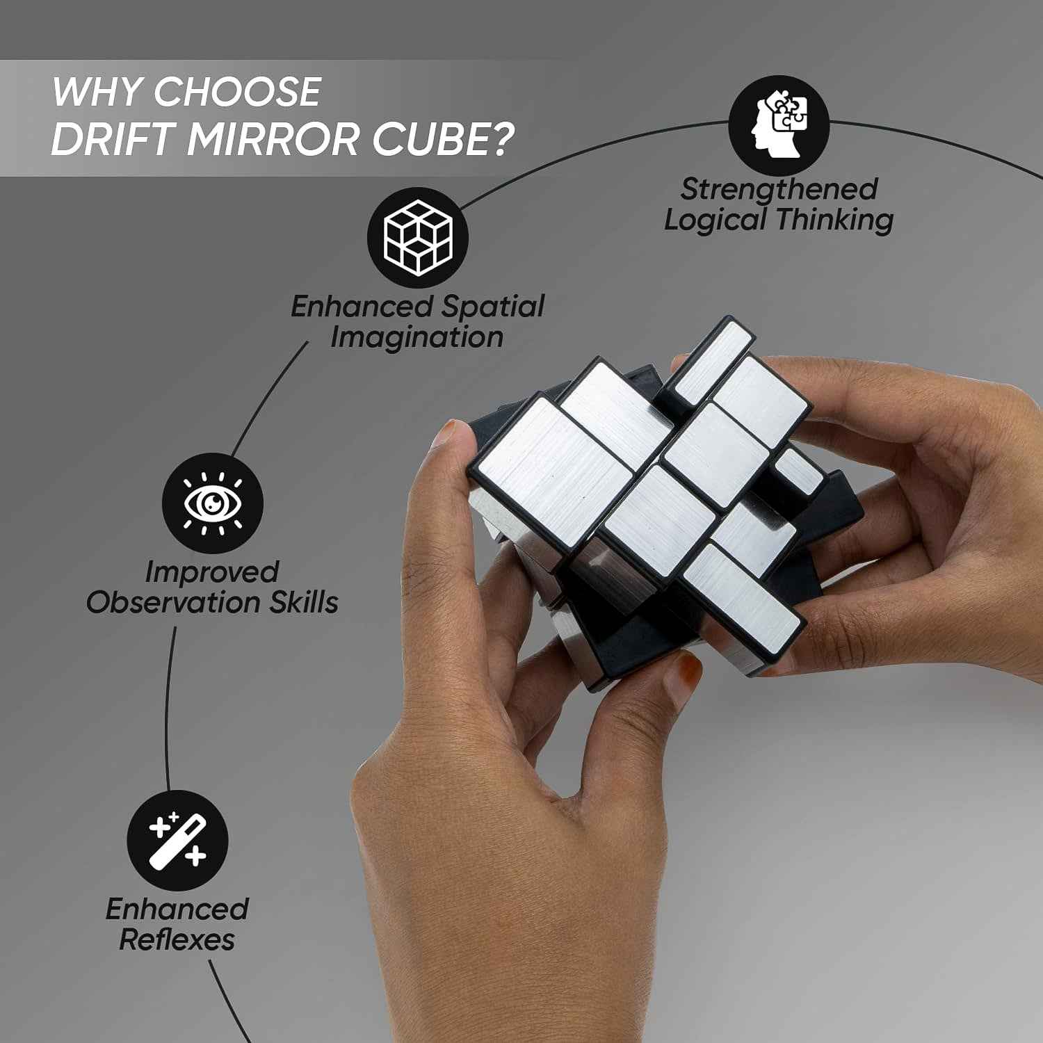 Mirror Cube  3x3 Puzzle Cube With Reflective Silver Surfaces