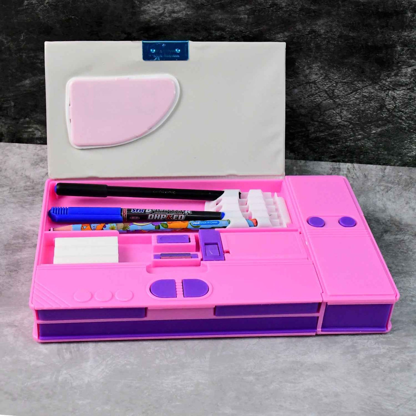 Multi-functional Space Theme Pencil Box With Built-in Calculator (1 Pc)