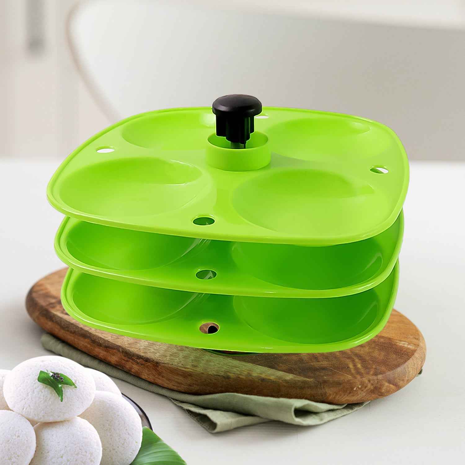 5346 3 Layer Idli Stand Used In All Kinds Of Household Kitchen Purposes For Holding And Serving Idlis.