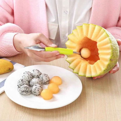 Multifunctional Stainless Steel Fruit Vegetable Pattern Carving Knife Peeler Corer Spherical Dig Ball Scoop Garnishing Dig Ball Spoon Kit. - BeSh Deals®