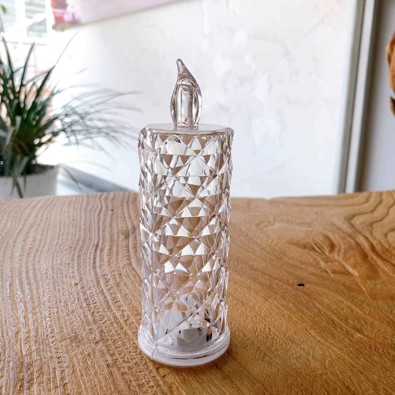8439 Rose Candles Led Flameless And Smokeless Decorative Acrylic Transparent Candles Led Tea Light Candle Perfect For Gifting Home Diwali Christmas Crystal Candle Lights (1 Pc)  (Moq - 12 Pc )