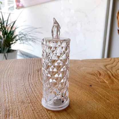 8439 Rose Candles Led Flameless And Smokeless Decorative Acrylic Transparent Candles Led Tea Light Candle Perfect For Gifting Home Diwali Christmas Crystal Candle Lights (1 Pc)  (Moq - 12 Pc )