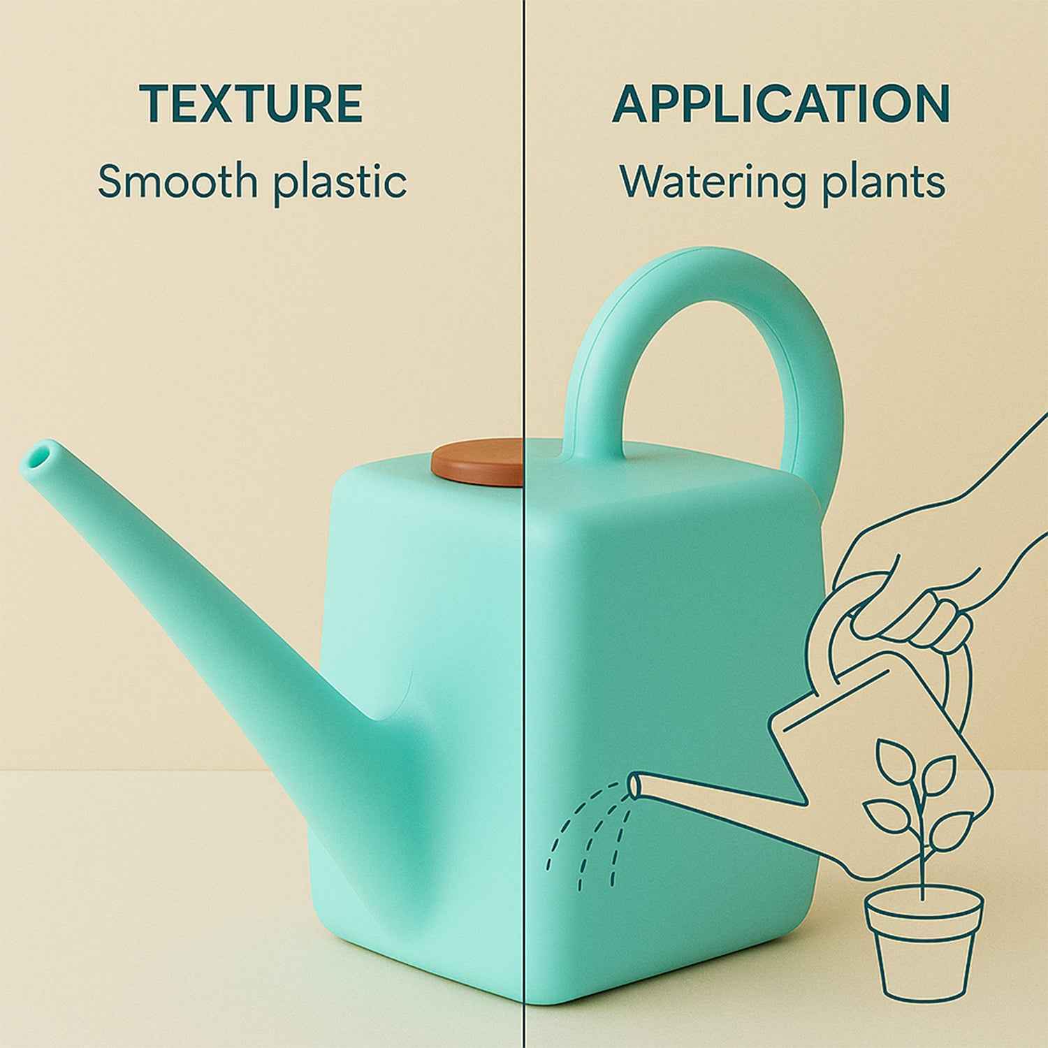 2 Litre Heavy-duty Plastic Gardening Watering Can With Long Spout  Ergonomic Handle