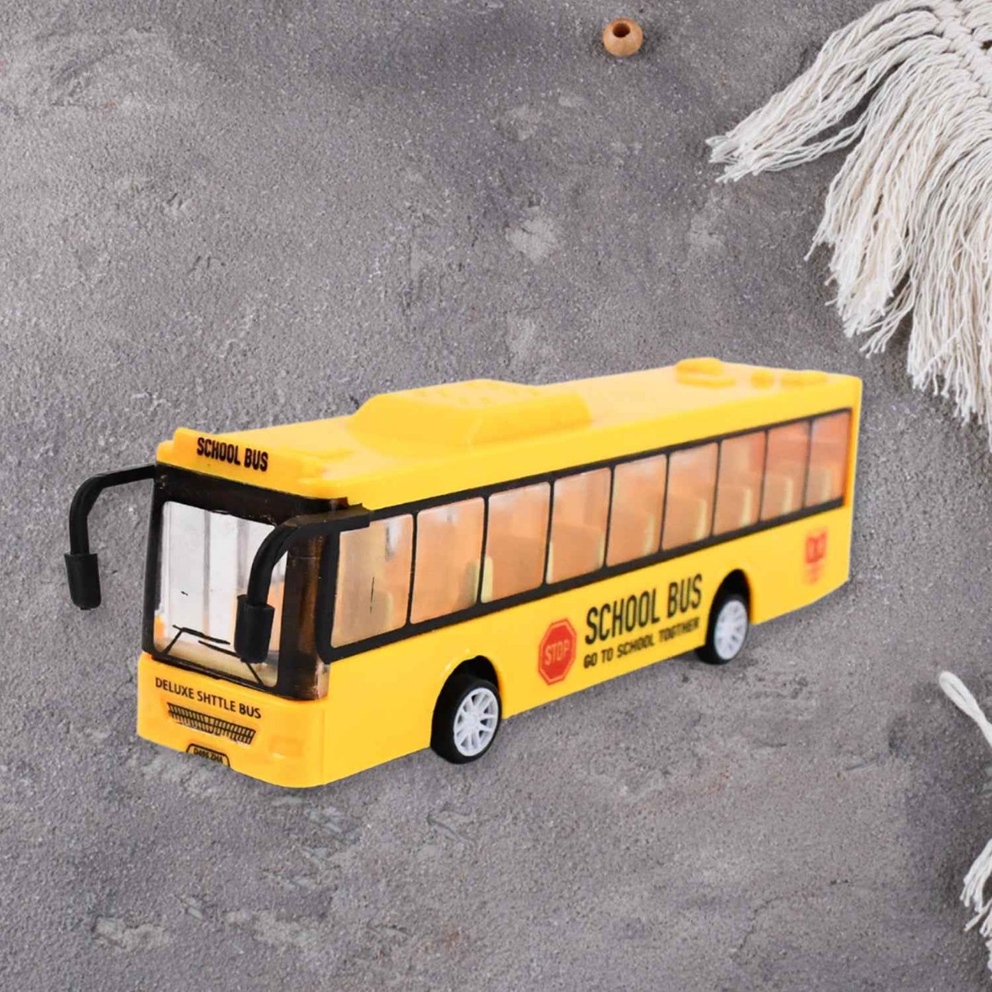 Inertia Bus Toys  High Simulation Yellow Fine Details Mini Bus Model Car Toys Prizes For Gift Collections
