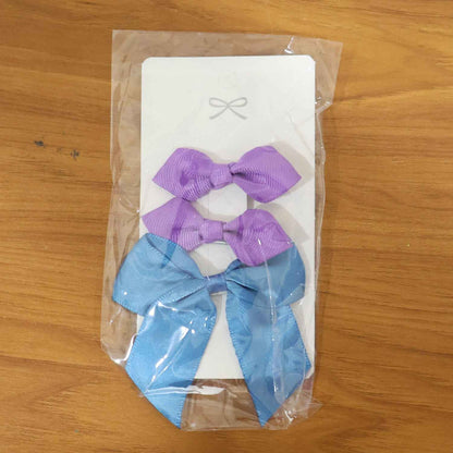 Elegant Satin Ribbon Bow Hair Clips Set (3 Pc)