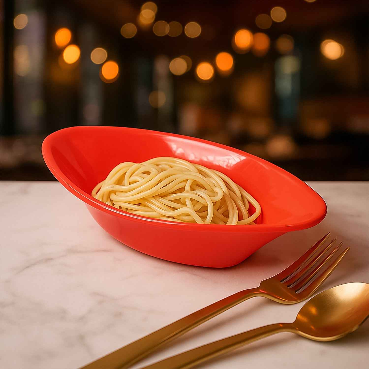 Plastic Marin Serving Bowl  Elegant Oval Deep Bowl (1 Pc  Red)