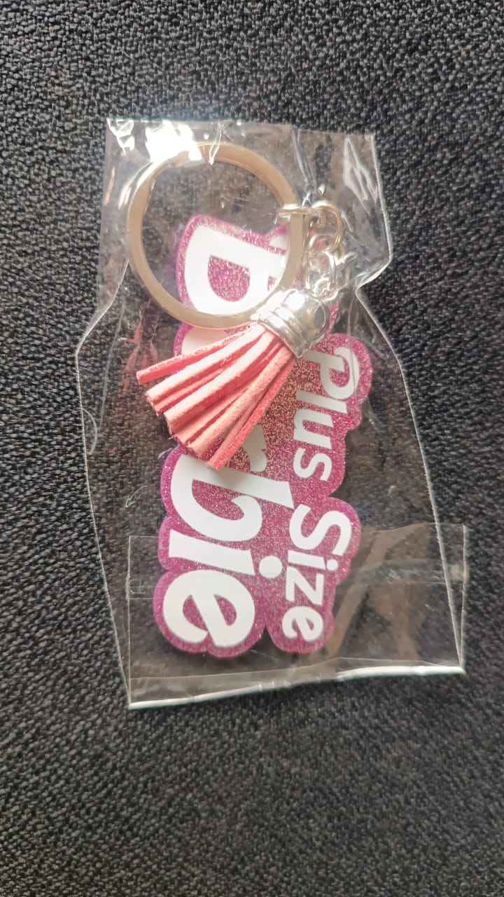 Text Keychain With Glitter Finish And Tassel Charm (1 Pc)