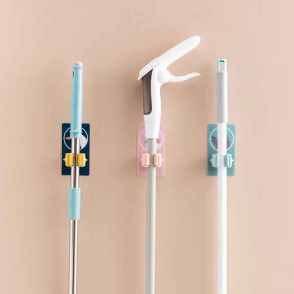 1633 Magic Sticker Series Self Adhesive Mop And Broom Holder