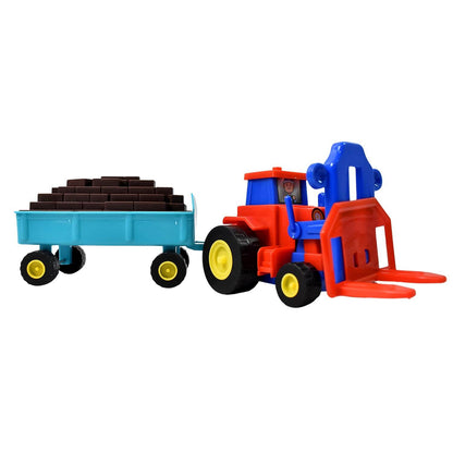 Plastic Tractor Toy Friction Powered Tractor With Bricks Trolley (1 Pc) - Best Deals at BeSh Deals®