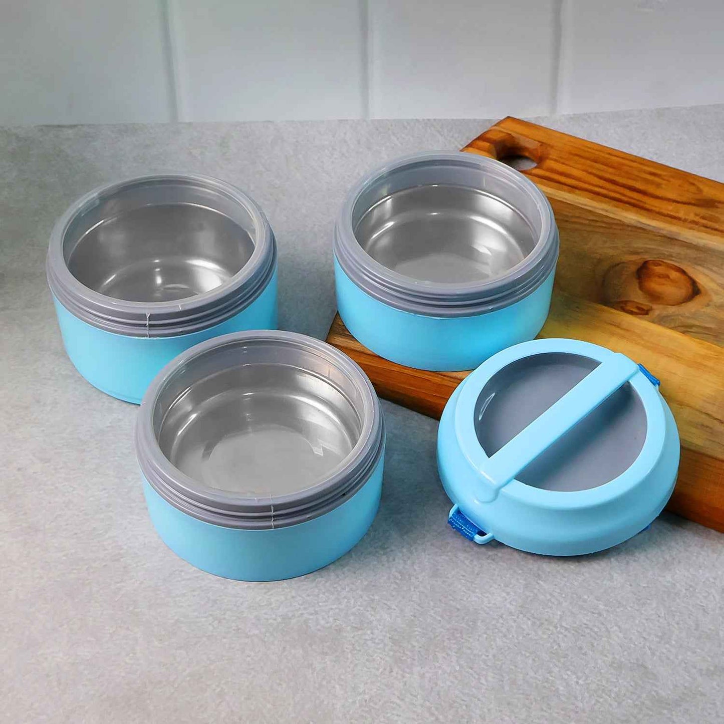 3 Layer Insulated Lunch Box Set With Handle  Strap - (Set)