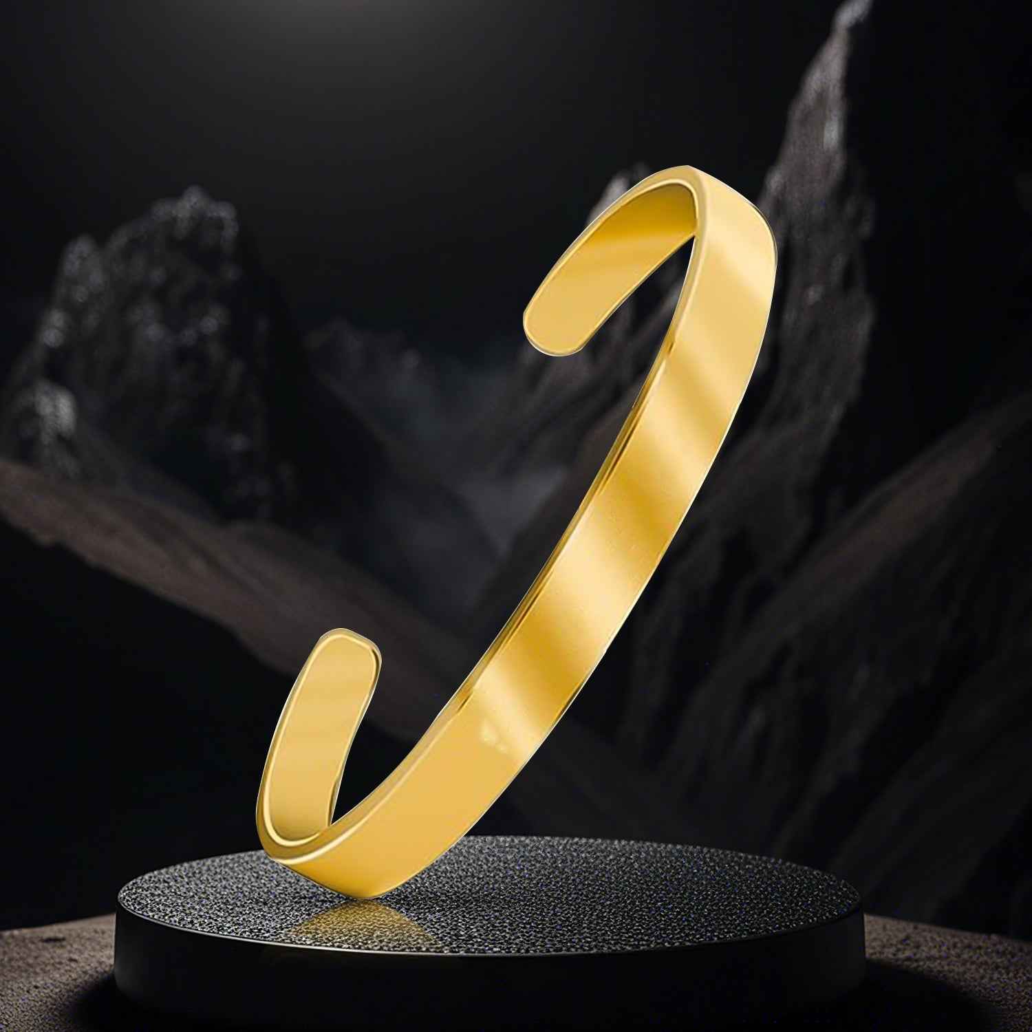 Elegant Gold Finish Open Cuff Bracelet Kada (1 Pc)