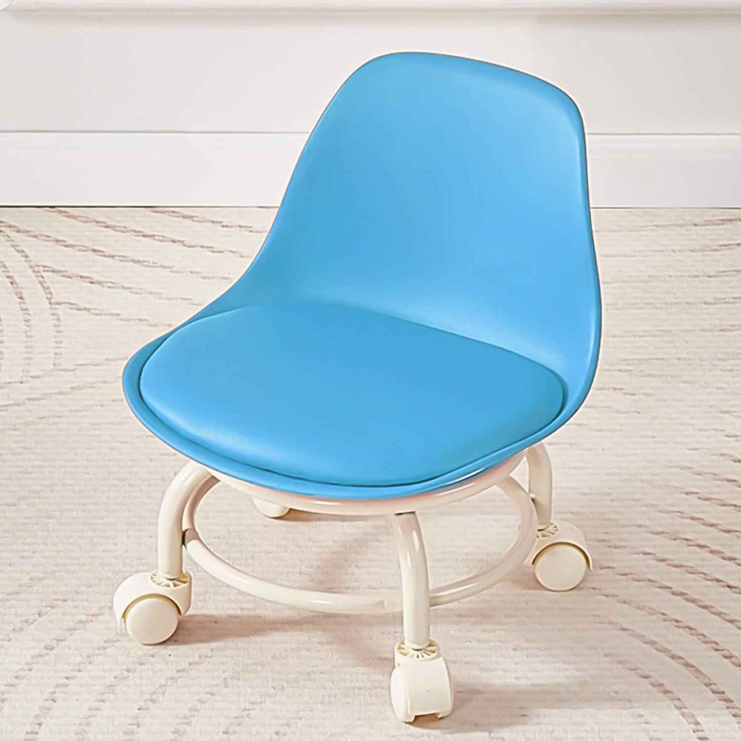 Plastic Low Round Rolling Stool With Wheels Pedicure Stool (1 Pc  Mix Color)