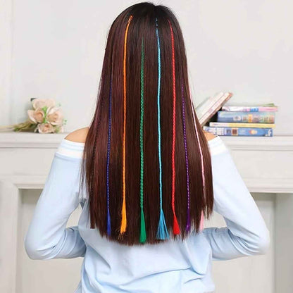Colourful Braided Hair Extension Streaks For Girls  Kids (6 Pc)