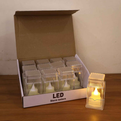 Set Of 12 Led Storm Lantern Decorative Lights