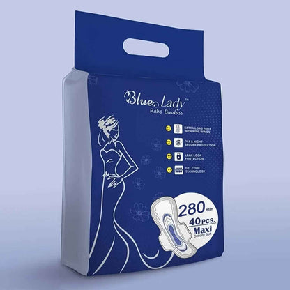 Blue Lady Extra Long Pads With Wides Wings Sanitary Pads  280 Mm 40-pack