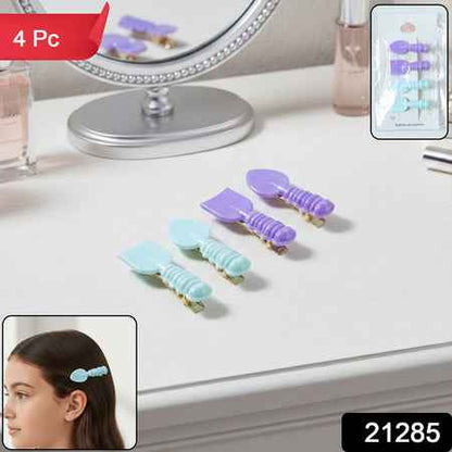 Cute Spoon  Spatula Shape Decorative Hair Clip Set (4 Pc)