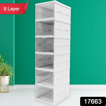 Stackable Multifunctional Storage For Clothes Foldable Drawer Shelf Basket Utility Cart Rack Storage Organizer Cart For Kitchen Pantry Closet Bedroom Bathroom Laundry (6  Layer 1 Pc) - Best Deals at BeSh Deals®