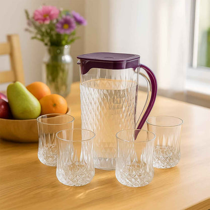 Supermom Roma Plastic Jug With Glasses Combo Set (5 Pc) - BeSh Deals®