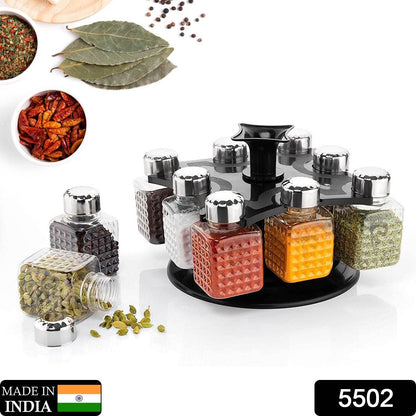 5502 All New Square 8 Bottle Design 360 Degree Revolving Spice Rack Container Condiment Pieces Set Square Small Container - Best Deals at BeSh Deals®