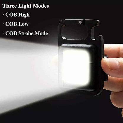 4035 Rechargeable Keychain Mini Flashlight With 4 Light Modesultralight Portable Pocket Light With Folding Bracket Bottle Opener And Magnet Base For Camping Walking